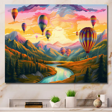 Hot Air Ballon Bold Scenery I - Hot Air Balloon Canvas Wall Art